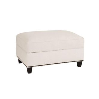 Ballard Designs Tate Upholstered Storage Ottoman with Antique Brass Nailheads - Ballard Designs
