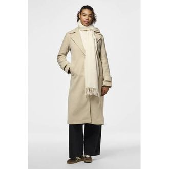 Pieces sjaal met franjes PCNOAH beige