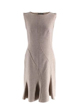 Alberta Ferretti Taupe Wool Midi Dress Size M
