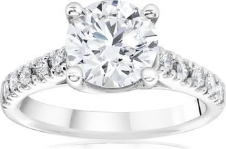 Pompeii3 Certified 2 1/2Ct Diamond Cathedral Engagement Ring 14k White Gold Lab Grown