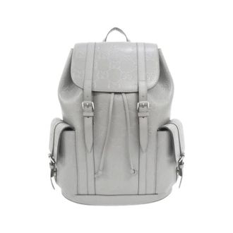 Gucci Pre-owned Vintage Leather Backpack - Heren - Pre-owned - Grijs - Maat: ONE Size Leer