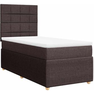 vidaXL Cama Box Spring Con Colch&oacute;n Tela Marr&oacute;n Oscuro 90x200 Cm Vidaxl