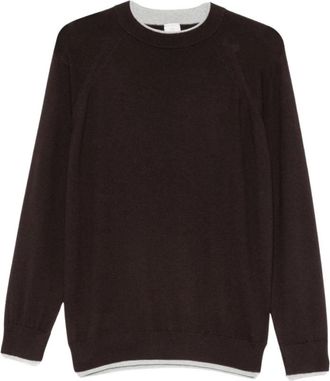 Eleventy Round-neck Truien Mag 0N037 - Heren - Ronde hals truien - Bruin - 2XL - Wol - Truien & Vesten
