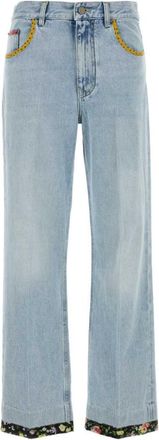 Valentino Garavani Light Blue Floral Edge Jeans