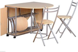 Seconique Seconique Butterfly Compact Dining Set Beech & Silver Table & 4 Chairs Space Saving
