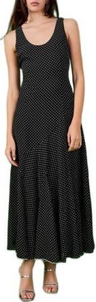 endless rose Dot Sleeveless Godet Maxi Dress in Black/White at Nordstrom Rack, Size X-Small