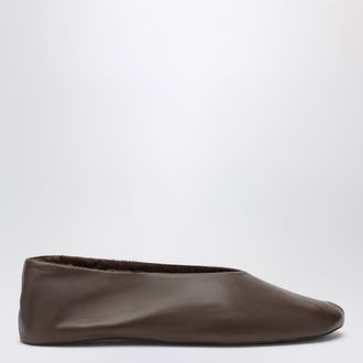 The Row Stella slippers brown in leather and shearling