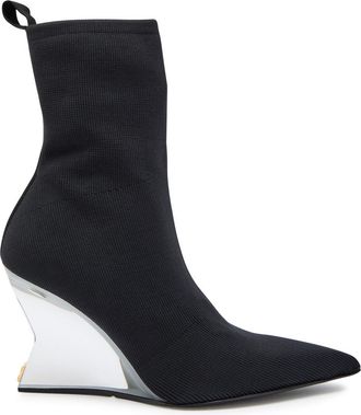 Balmain 95 Ribbed Stretch-knit Wedge Ankle Boots - Black - 37 (IT37 / UK4)