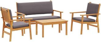 vidaXL Conjunto De Sof&aacute; De Jard&iacute;n 4 Pcs Marr&oacute;n 75 X 45 X 38cm Vidaxl