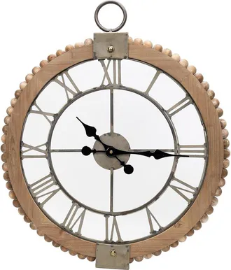 Melrose International Beaded Wood Wall Clock With Metal Face