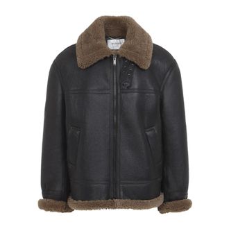 Saint Laurent Shearling Biker Jacket - Heren - Jassen - Zwart - L - Leer - Jassen