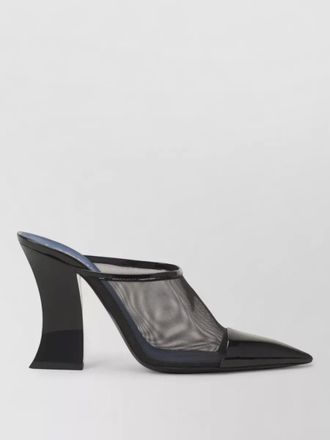 Lanvin mesh mule pumps pointed toe geometric heel