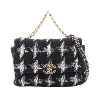Chanel Pre-owned 19 Matelasse Fabric Leather 2way Shoulder Bag - Dames - Pre-owned - Zwart - Maat: ONE Size Leer