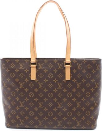 Louis Vuitton Brown Monogram Coated Canvas Leather Handbag Tote Bag (Pre-Owned)