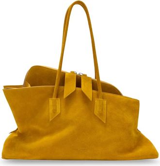 The Attico La Passeggiata Medium Top Handle Bag - Dames - Tassen - Geel - Maat: ONE Size Su&egrave;de