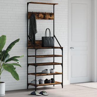 vidaXL Perchero Con Zapatero Roble Ahumado 70x34x184 Cm Vidaxl