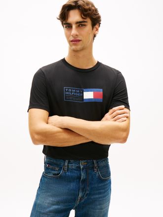 Tommy Hilfiger T-Shirt TOMMY HILFIGER BRAND LOVE TEXT BOX, Herren, Gr. XXL, schwarz, Single Jersey, Obermaterial: 100% Baumwolle, normal normal, Rundhals, Shirts T-S