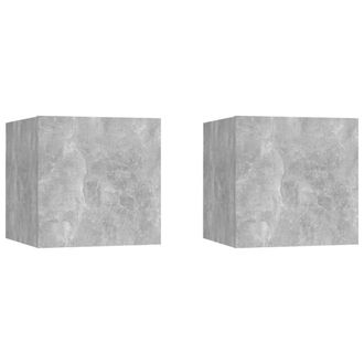 vidaXL Mesitas De Noche 2 Unidades Gris Hormig&oacute;n 30,5x30x30cm Vidaxl