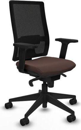 Piqueras y Crespo Piqueras Y Crespo - Horna sincro malla negra similpiel marrón oscuro brazos 2D base piramidal ruedas 65mm nailon