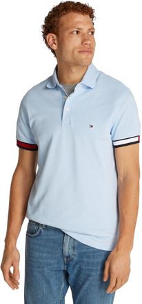 Tommy Hilfiger Mens Short Sleeve Flag Cuff Slim Fit Polo Shirt, Blue (Sweet Blue), XXL