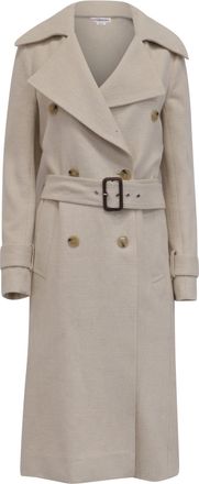 Victoria Beckham Double-Breasted Trench Coat in White Cotton