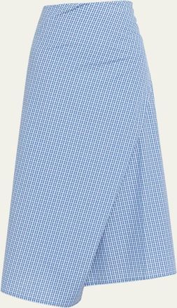 6397 Draped Plaid Wrap Midi Skirt