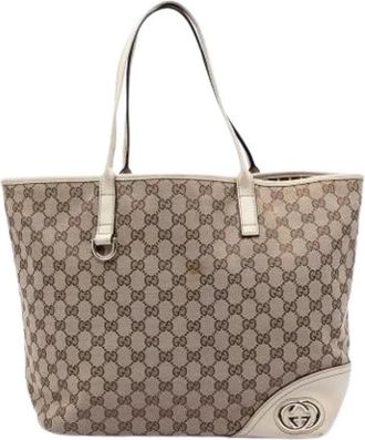 Gucci Pre-owned Tote Bags, female, Beige, Size: ONE SIZE Pre-owned New Britt Tote