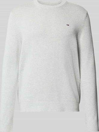 Tommy Jeans Regular Fit Strickpullover aus reiner Baumwolle in Hellgrau Melange, Größe XXL