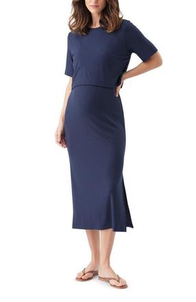 Ripe Ivy Rib Nursing Dress Navy at Nordstrom, Size Xx-Large Au