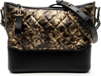 Chanel 2018-2019 Medium Quilted Metallic Crumpled Goatskin Gabrielle hobo bag - Nero