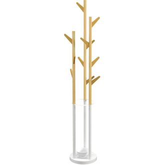 HOMCOM Homcom - Attaccapanni da Terra con 12 Ganci e Portaombrelli 30.5x30.5x174.5cm