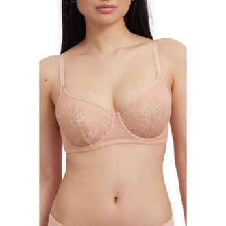Skarlett Blue Amour Lace Full Coverage Minimizer Bra in Naked at Nordstrom, Size 32Ddd