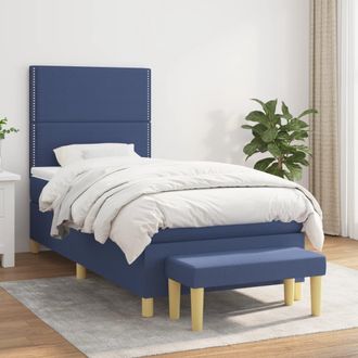 vidaXL Vidaxl - Cama Box Spring Con Colch&oacute;n Tela Azul 90x200 Cm