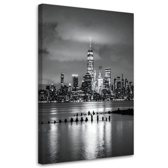 Feeby Cuadro Sobre Lienzo, Panorama De Nueva York Por La Noche, 70x100
