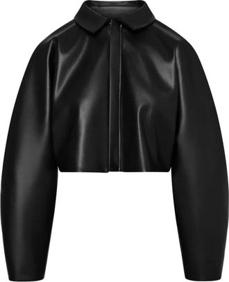 Access Fashion Access Fashion - Banana Sleeve Kunstleren Jas - Dames - Jassen - Zwart - Maat: M/L Leer