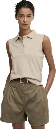 Barbour Bowford Mouwloze Polo Top - Dames - Polos - Beige - L - Tops