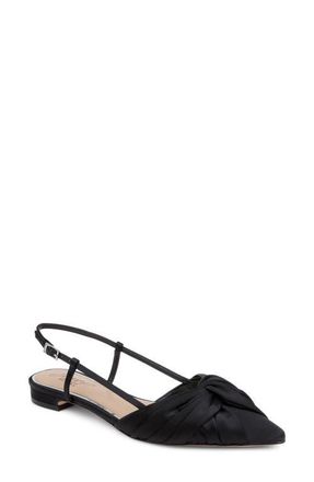 Badgley Mischka Zarah Pointed Toe Slingback Flat in Black Satin at Nordstrom, Size 7.5