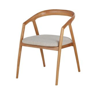 Maisons du monde Silla de tela beige y madera de fresno