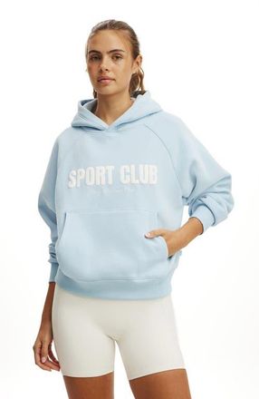 Cotton On Womens Active Plush Premium Graphic Raglan Hoodie in Blue Vision Sport Club at Nordstrom, Size Xx-Small