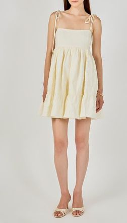 endless rose Floral Jacquard Babydoll Minidress in Cream at Nordstrom, Size X-Small