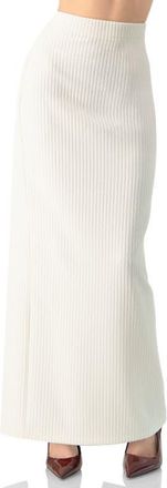Ivonne Long Ribbed Pencil Skirt with Back Zipper in Natural at Nordstrom, Size 14