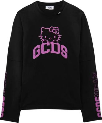 GCDS Hello Kitty Longsleeves T-Shirt - Heren - Longsleeves - Zwart - M - Katoen - Tops