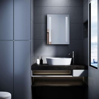 Sonni Specchio da Bagno con Illuminazione Antiappannamento con Interruttore a Sfioramento Specchio Illuminazione a LED Bianco Freddo IP44 45x60cm