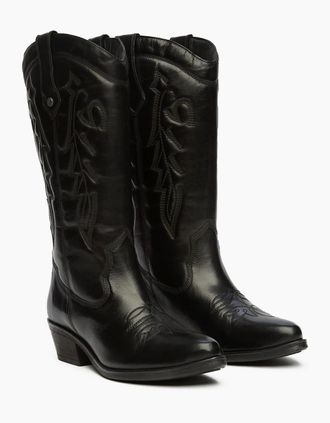 Osprey Womens Osprey London The Louisiana Leather Womens Black/Gunmetal Boots - Size: 7