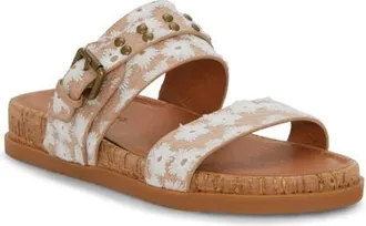 Lucky Brand Dineesa Studded Two-Strap Sandal in Natural Daisy at Nordstrom, Size 5.5
