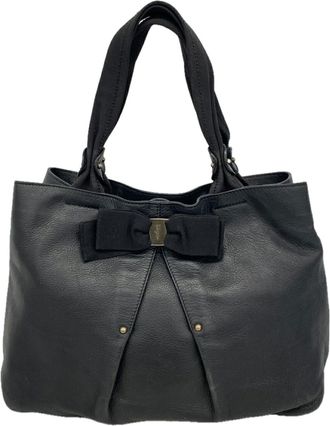 Ferragamo Black Leather Tote Bag (Pre-Owned)
