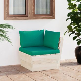 vidaXL Sof&aacute; De Esquina De Palets De Jard&iacute;n Cojines Abeto Impregnado Vidaxl