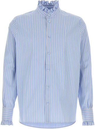Valentino Garavani Light Blue Striped Embroidered Poplin Shirt