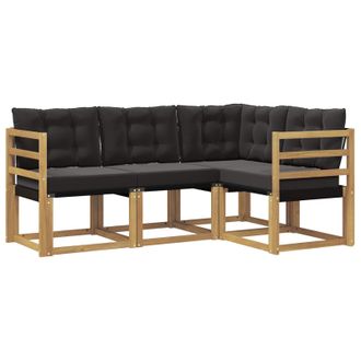 vidaXL Conjunto De Sof&aacute;s De Exterior Con Coj&iacute;n 4 Pcs Blanco Y Negro Vidaxl
