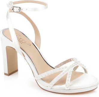 Badgley Mischka Iona Ankle Strap Sandal in Ivory Satin at Nordstrom, Size 6.5